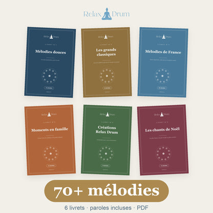 Les Livrets de mélodies Relax Drum — pack complet de 6 livrets, 70+ mélodies